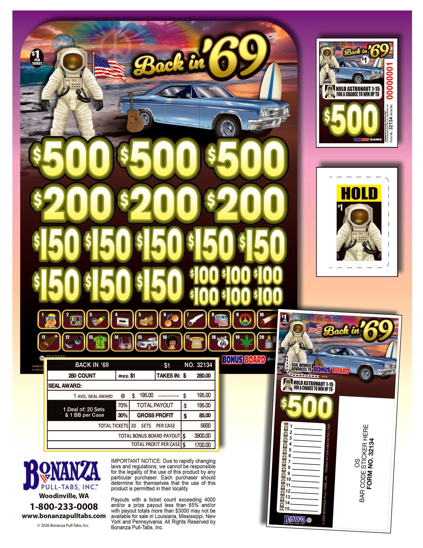 Back in '69 280ct Subset Bonus Board Pull Tabs