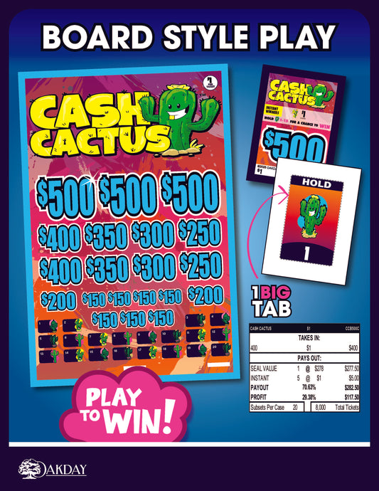 Cash Cactus 400ct Subset Bonus Board Pull Tabs