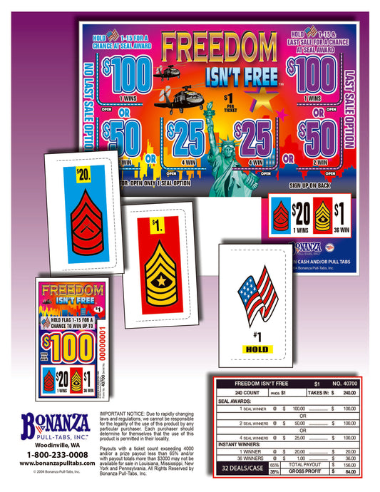 Freedom Isn't Free 240ct Seal Game Pull Tabs