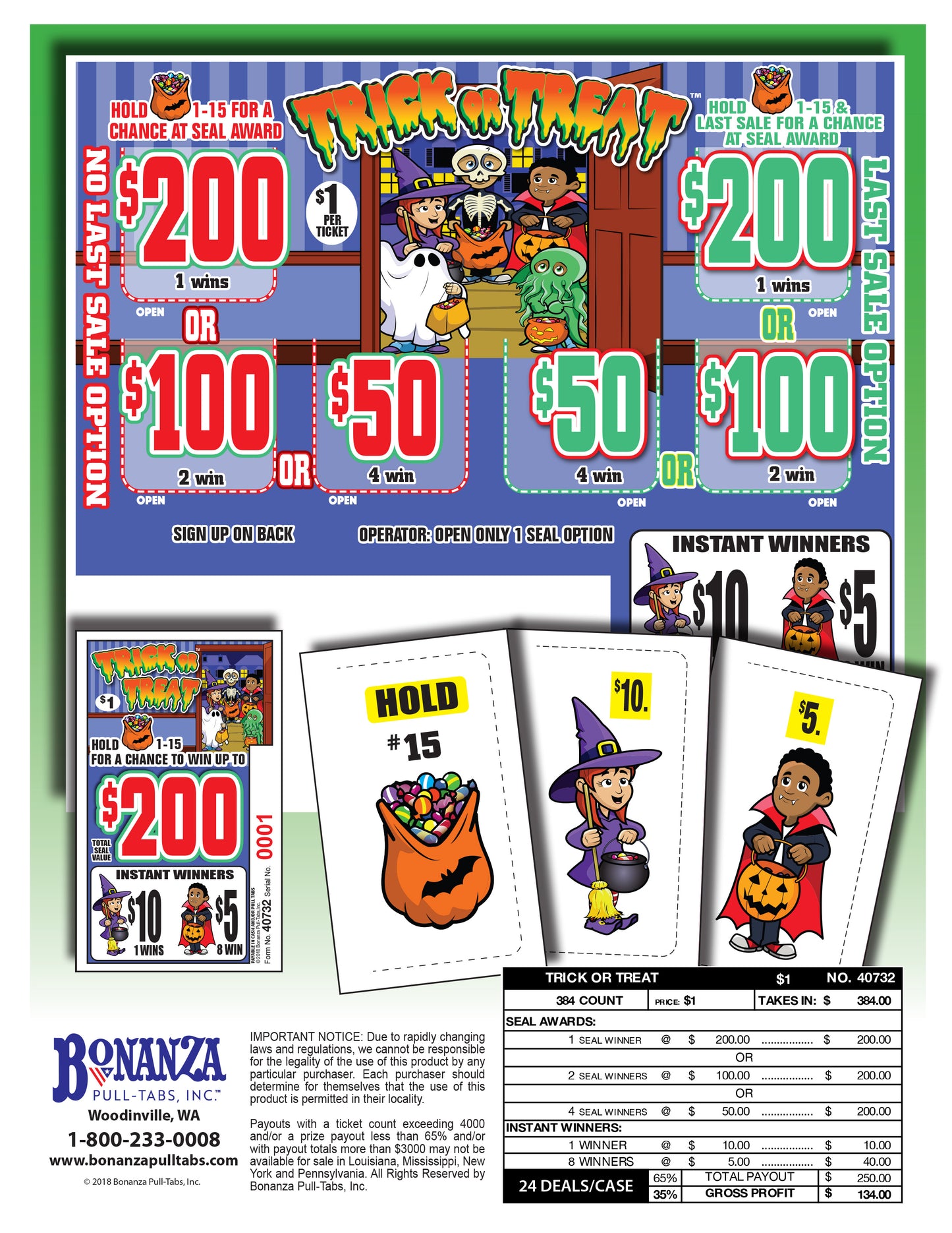 Trick or Treat 384ct Seal Game Pull Tabs