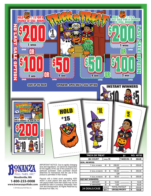 Trick or Treat 384ct Seal Game Pull Tabs