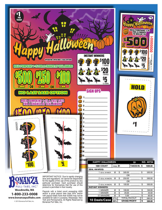Happy Halloween 1008ct Seal Game Pull Tabs