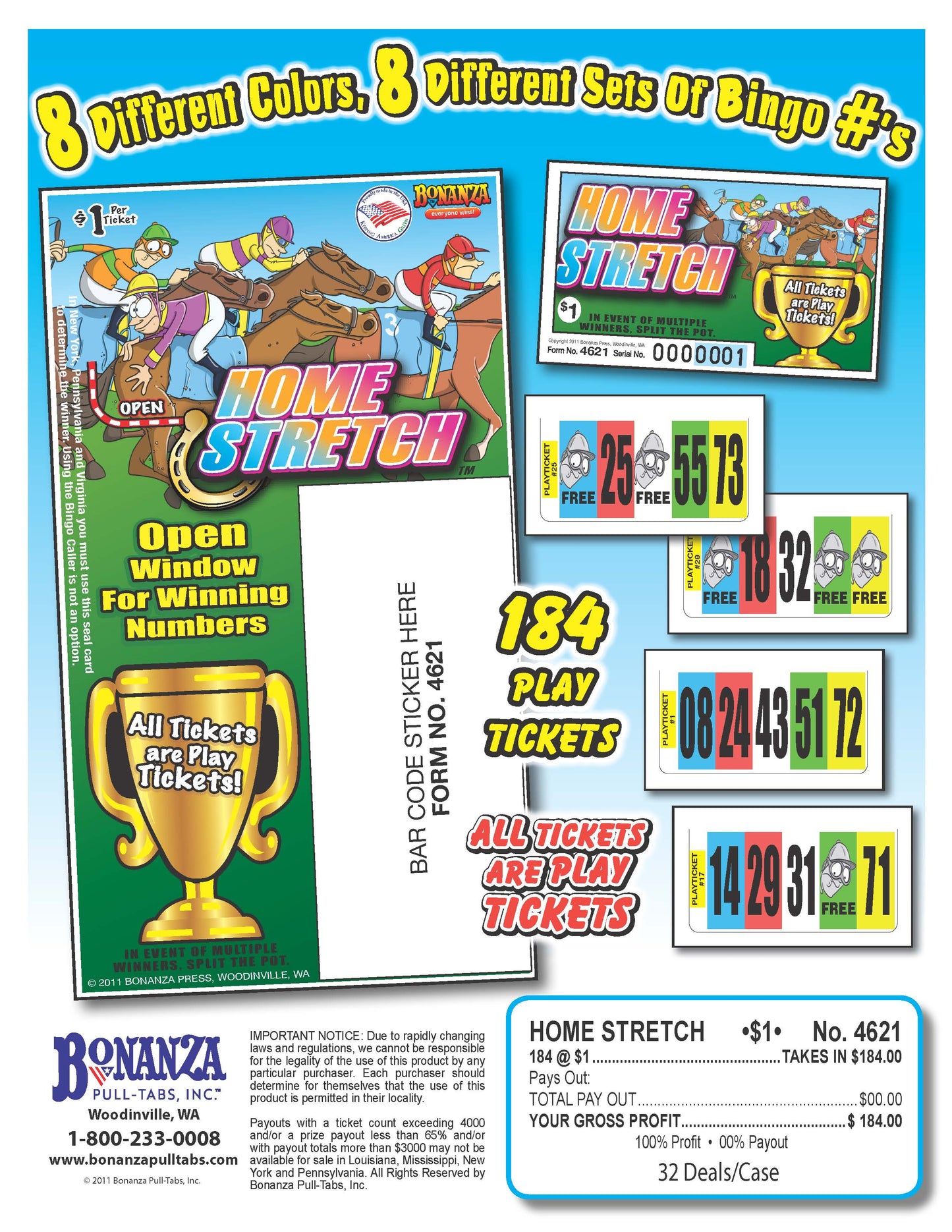 Home Stretch 184ct Daub Game Pull Tabs