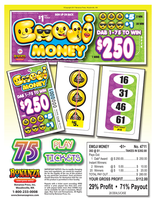 Emoji Money 392ct Daub Game Pull Tabs