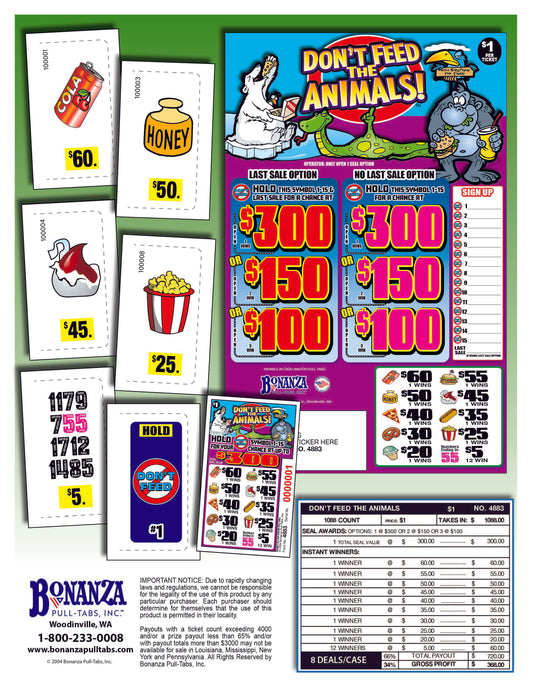 Don't Feed the Animals 1088ct Seal Game Pull Tabs