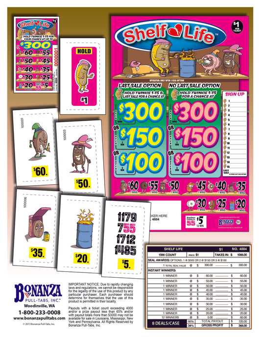 Shelf Life 1088ct Seal Game Pull Tabs