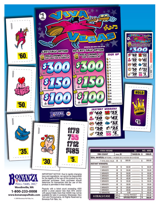 Viva Vegas 1088ct Seal Game Pull Tabs