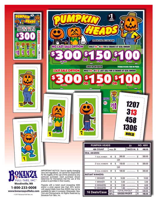 Pumpkin Heads 496ct Seal Game Pull Tabs