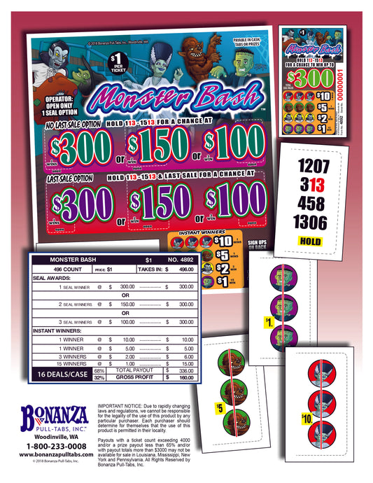 Monster Bash 496ct Seal Game Pull Tabs