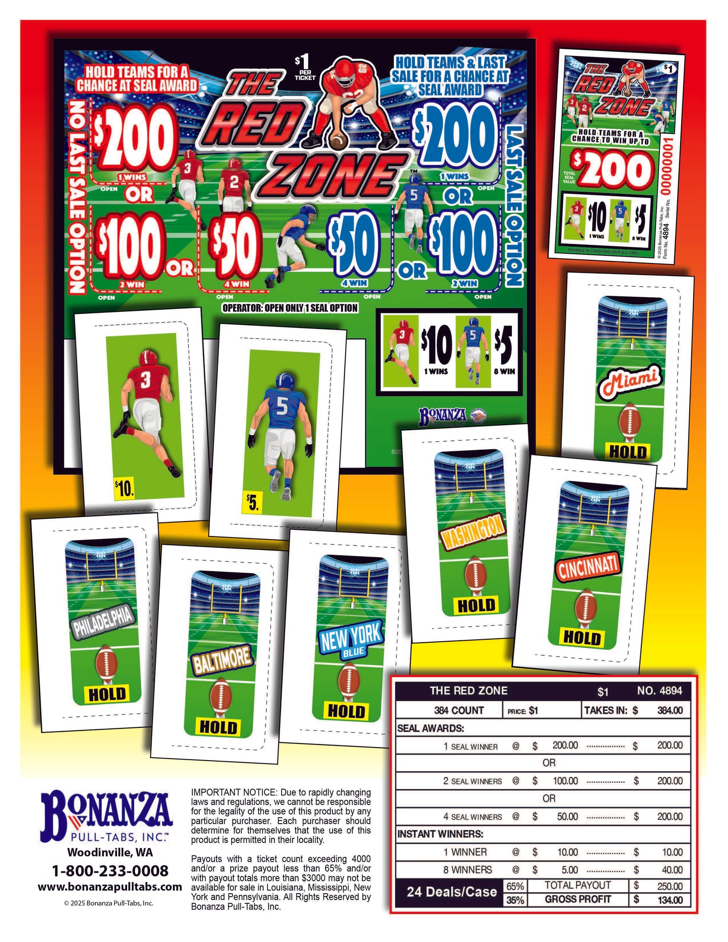 The Red Zone 384ct Seal Game Pull Tabs