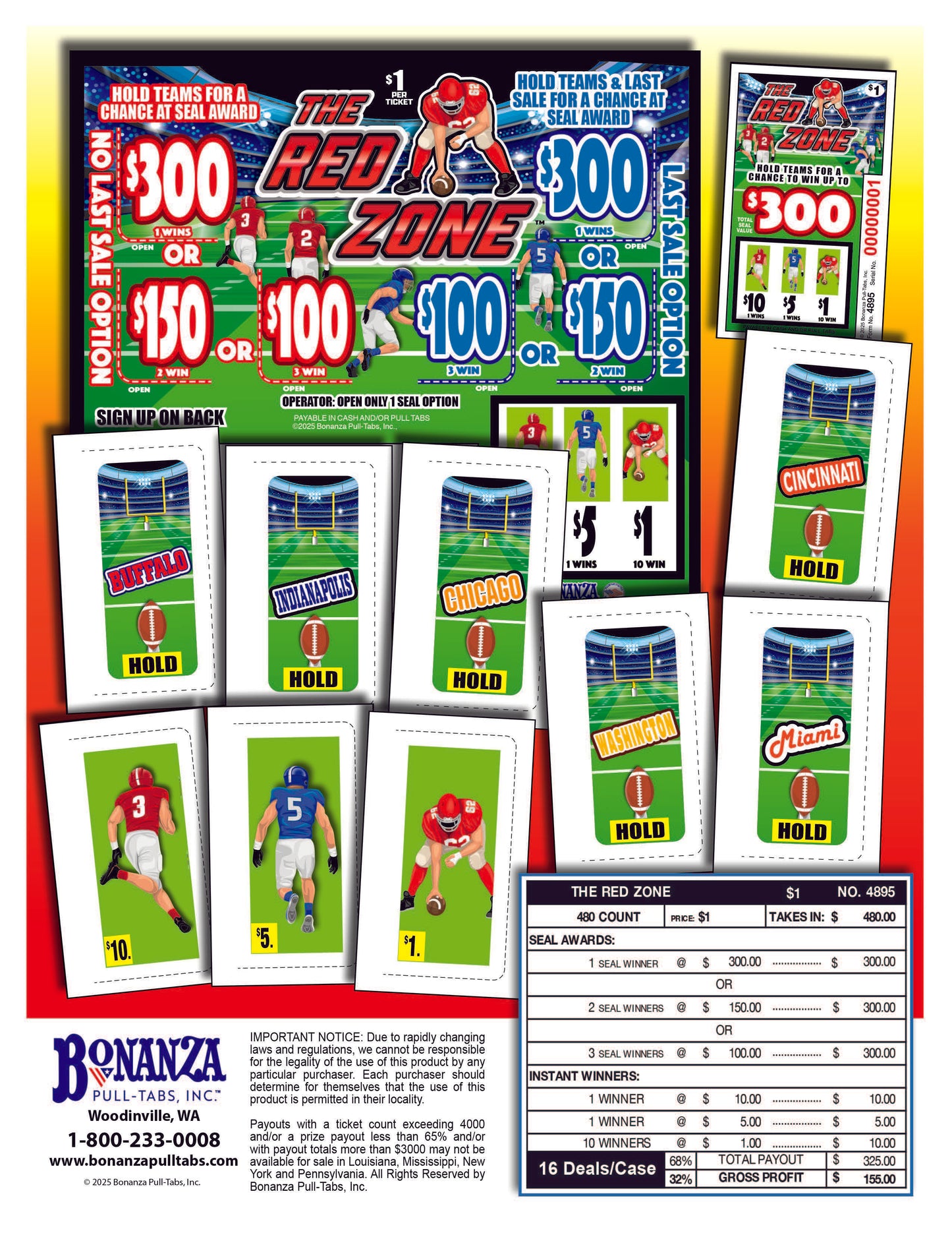 The Red Zone 480ct Seal Game Pull Tabs