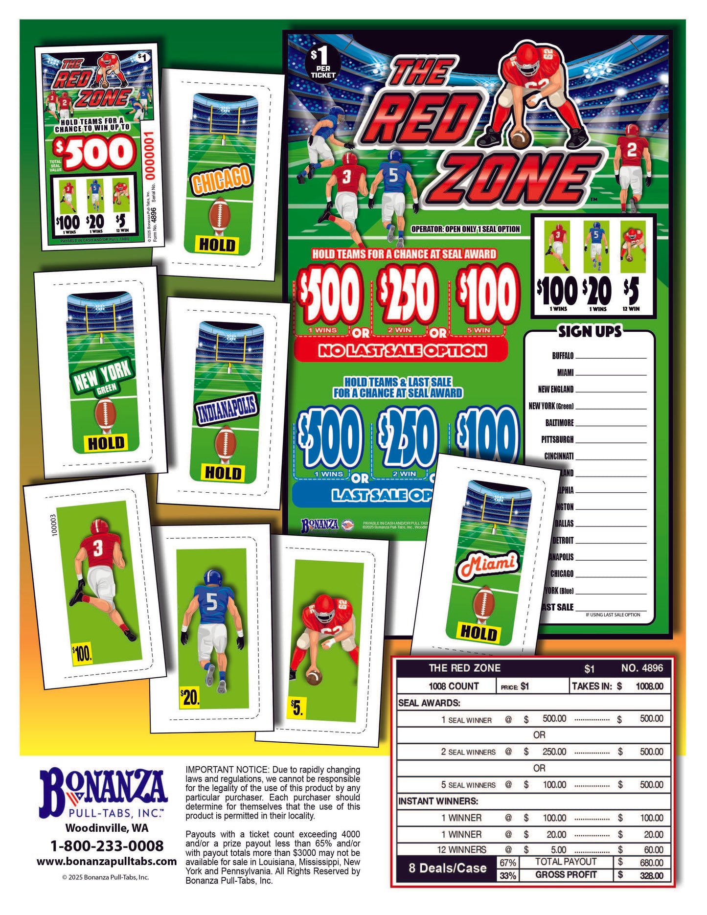 The Red Zone 1008ct Seal Game Pull Tabs