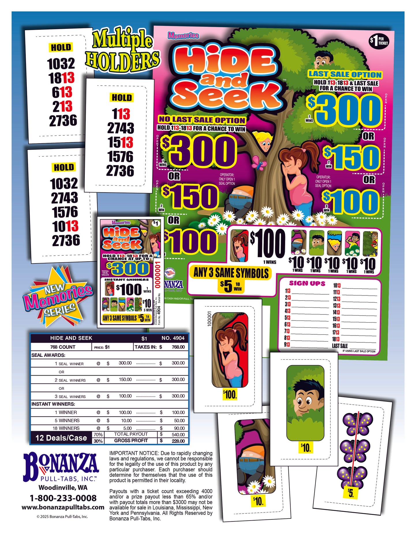 Hide and Seek 768ct Seal Game Pull Tabs