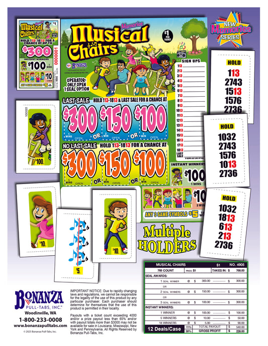 Musical Chairs 768ct Seal Game Pull Tabs
