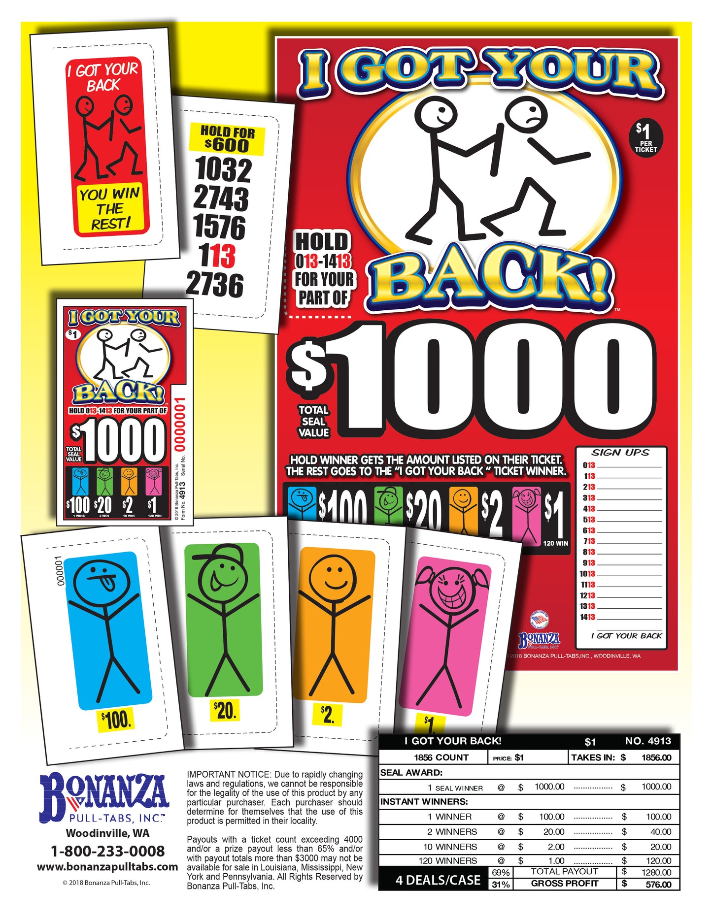 I Got Your Back 1856ct Seal Game Pull Tabs
