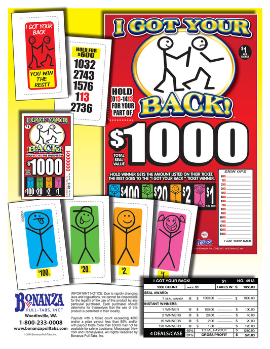 I Got Your Back 1856ct Seal Game Pull Tabs
