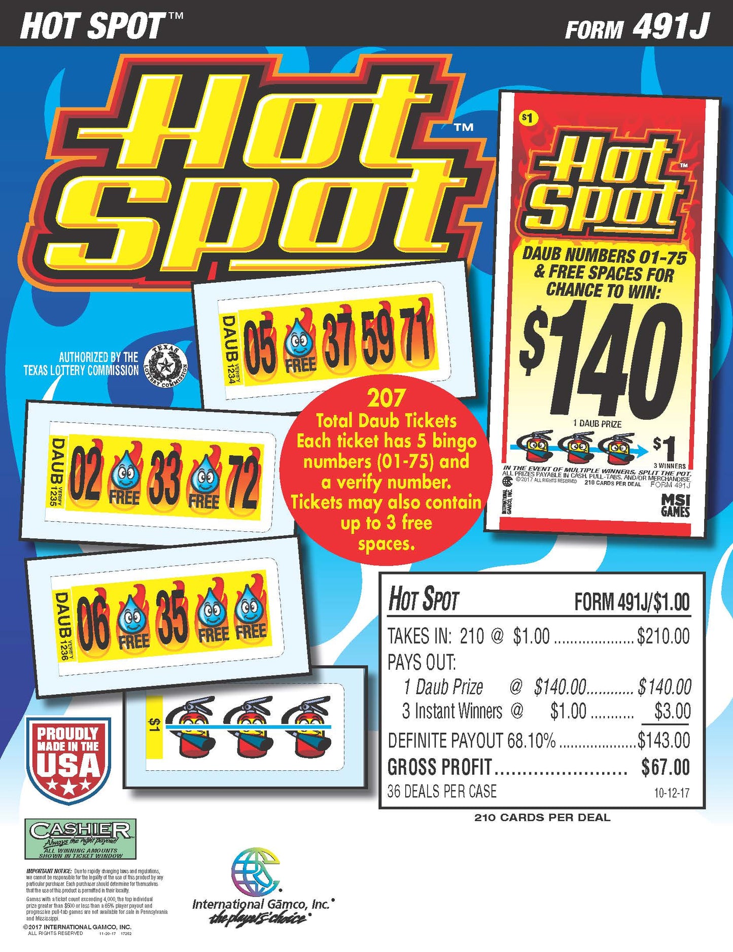 Hot Spot 210ct Daub Ticket Pull Tabs