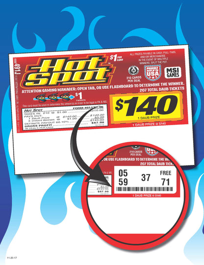 Hot Spot 210ct Daub Ticket Pull Tabs