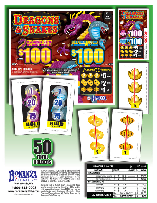 Dragons & Snakes 320ct Seal Game Pull Tabs