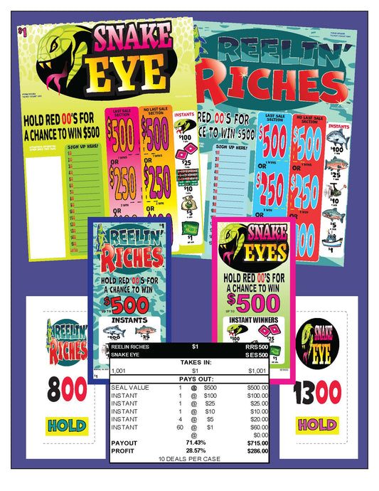 Snake Eye 1001ct Seal Game Pull Tabs