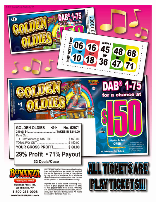 Golden Oldies 210ct Daub Game Pull Tabs