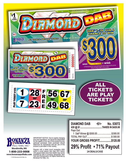 Diamond Dab 420ct Daub Tickets Pull Tabs
