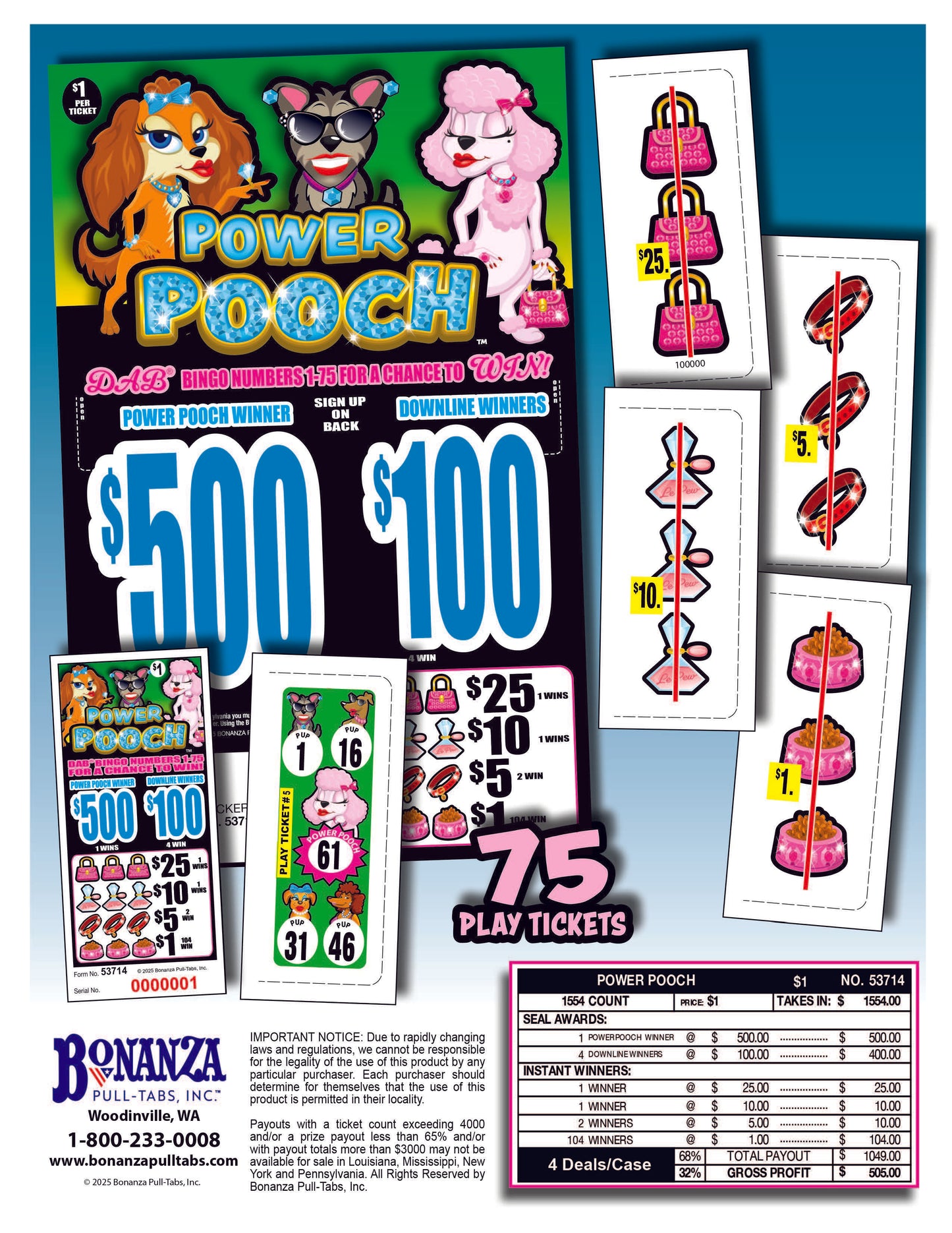 Power Pooch 1554ct Seal Game Pull Tabs