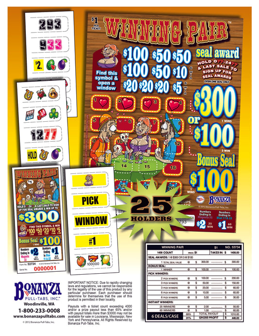 Winning Pair 1456ct LS Seal Game Pull Tabs