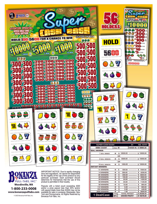 Super Cash Bash 55664ct Instant Bonus Seal Pull Tabs