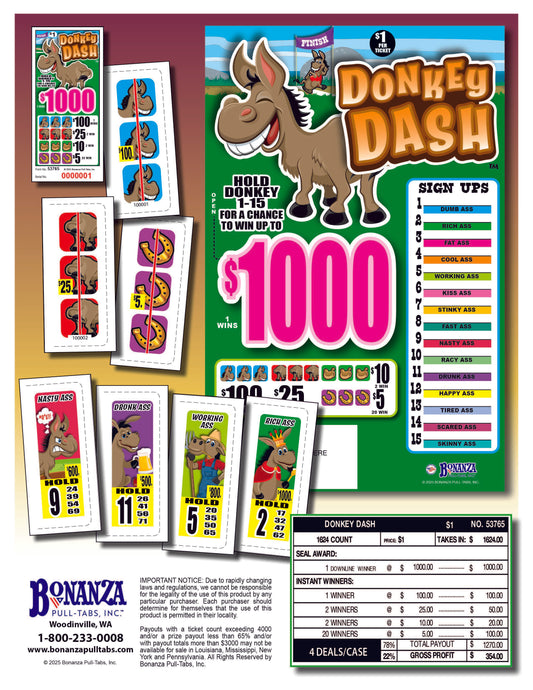 Donkey Dash 1624ct Seal Game Pull Tabs
