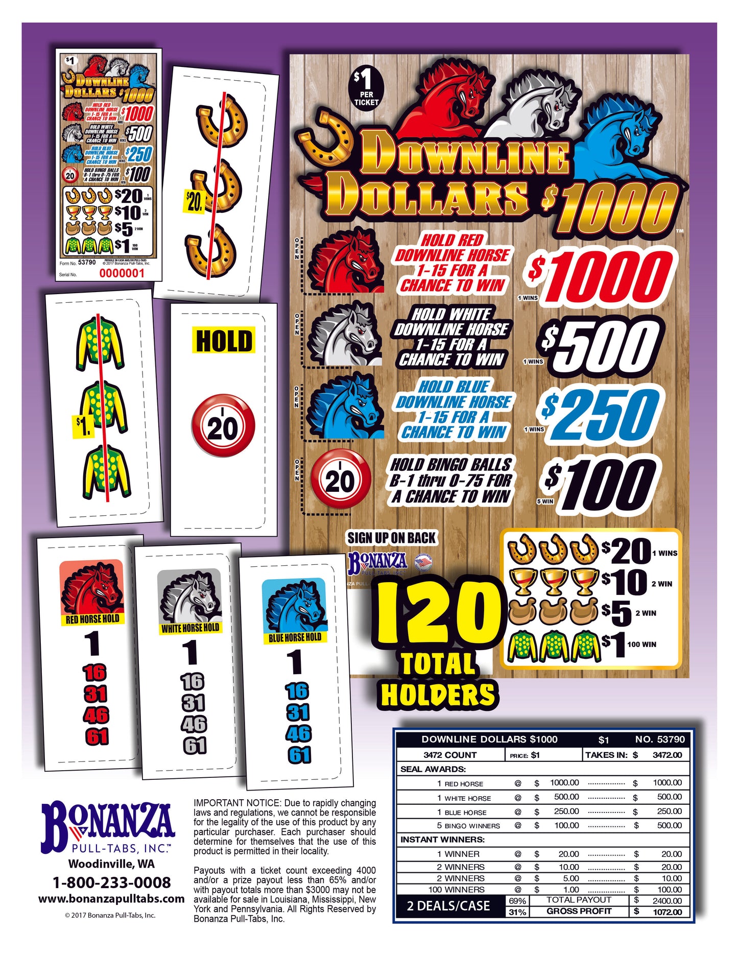 Downline Dollars $1000 3472ct Seal Pull Tabs