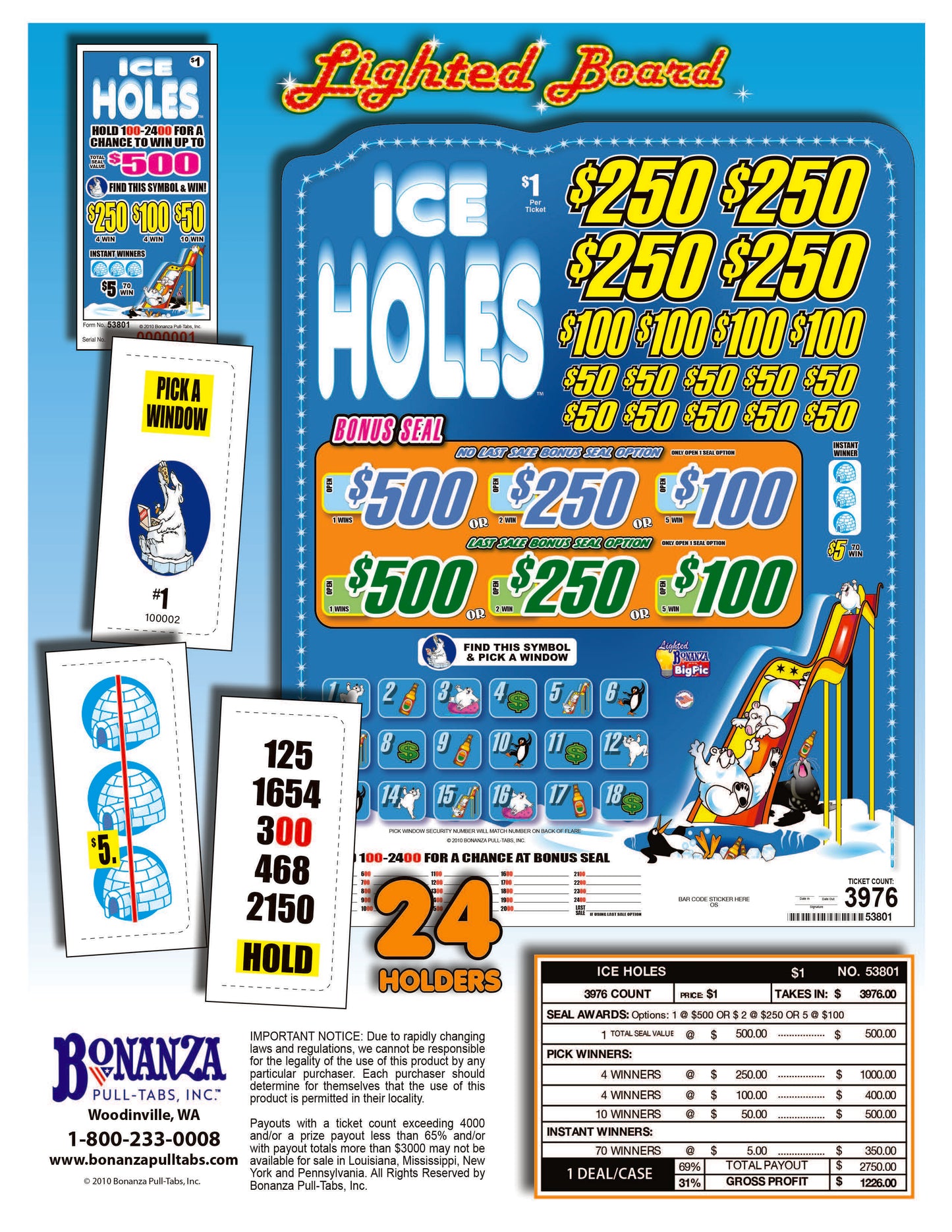Ice Holes 3976ct Bonus Board Pull Tabs
