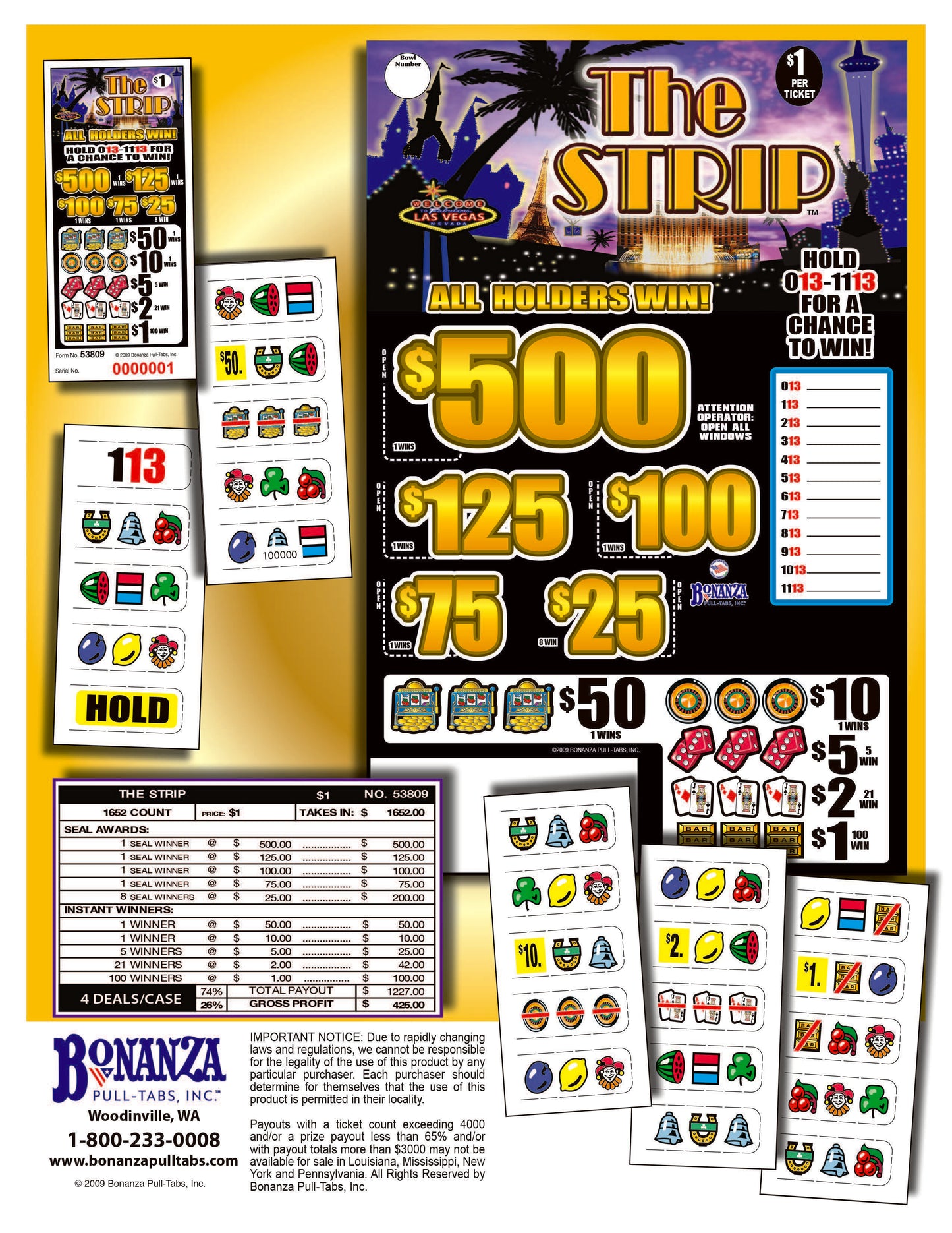 The Strip 1652ct Seal Game Pull Tabs