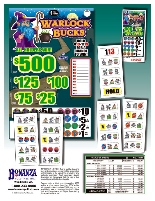 Warlock Bucks 1652ct Seal Game Pull Tabs