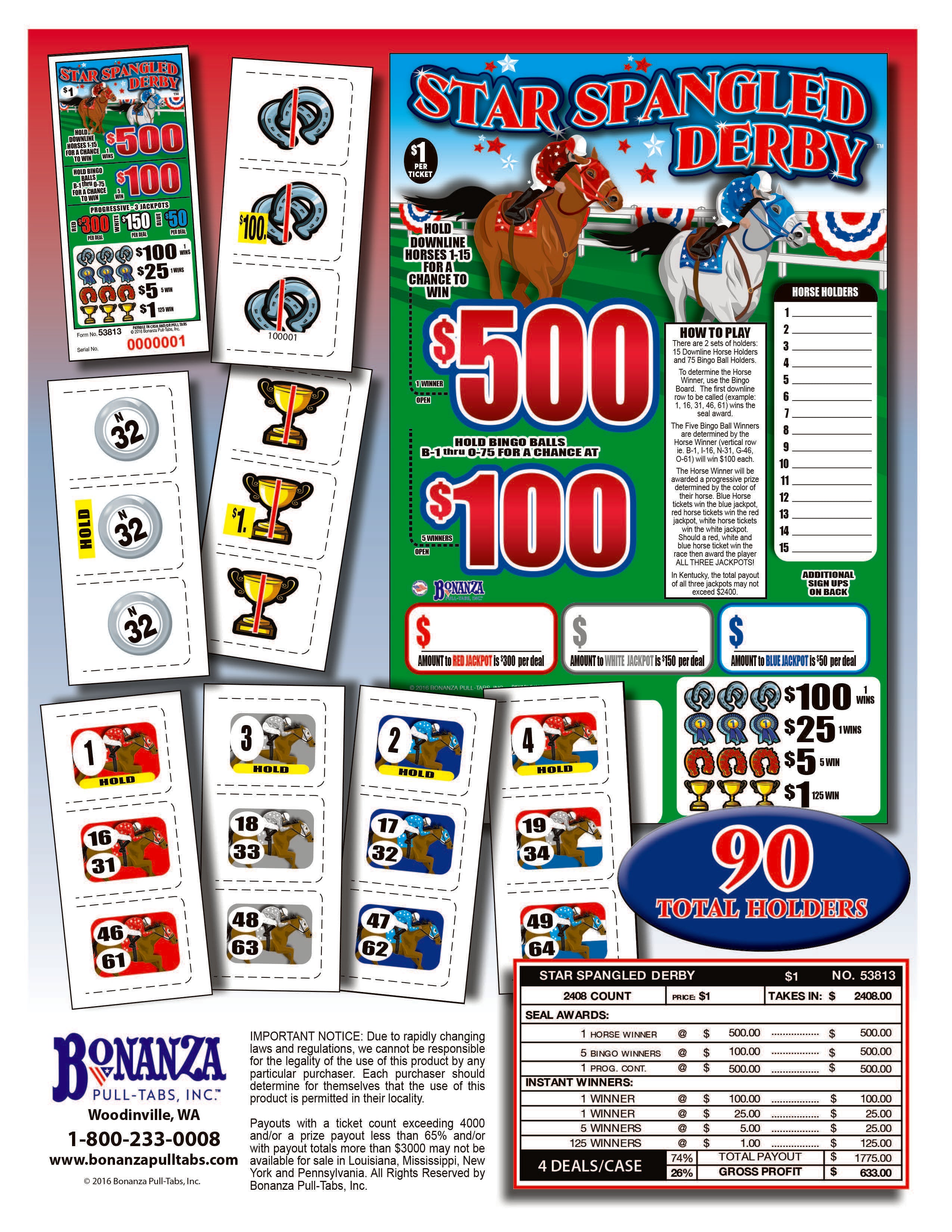 Star Spangled Derby 2408ct Seal Game Pull Tabs – YoungCoLLC
