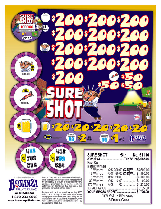 Sure Shot 3955ct Chip Pull Tabs