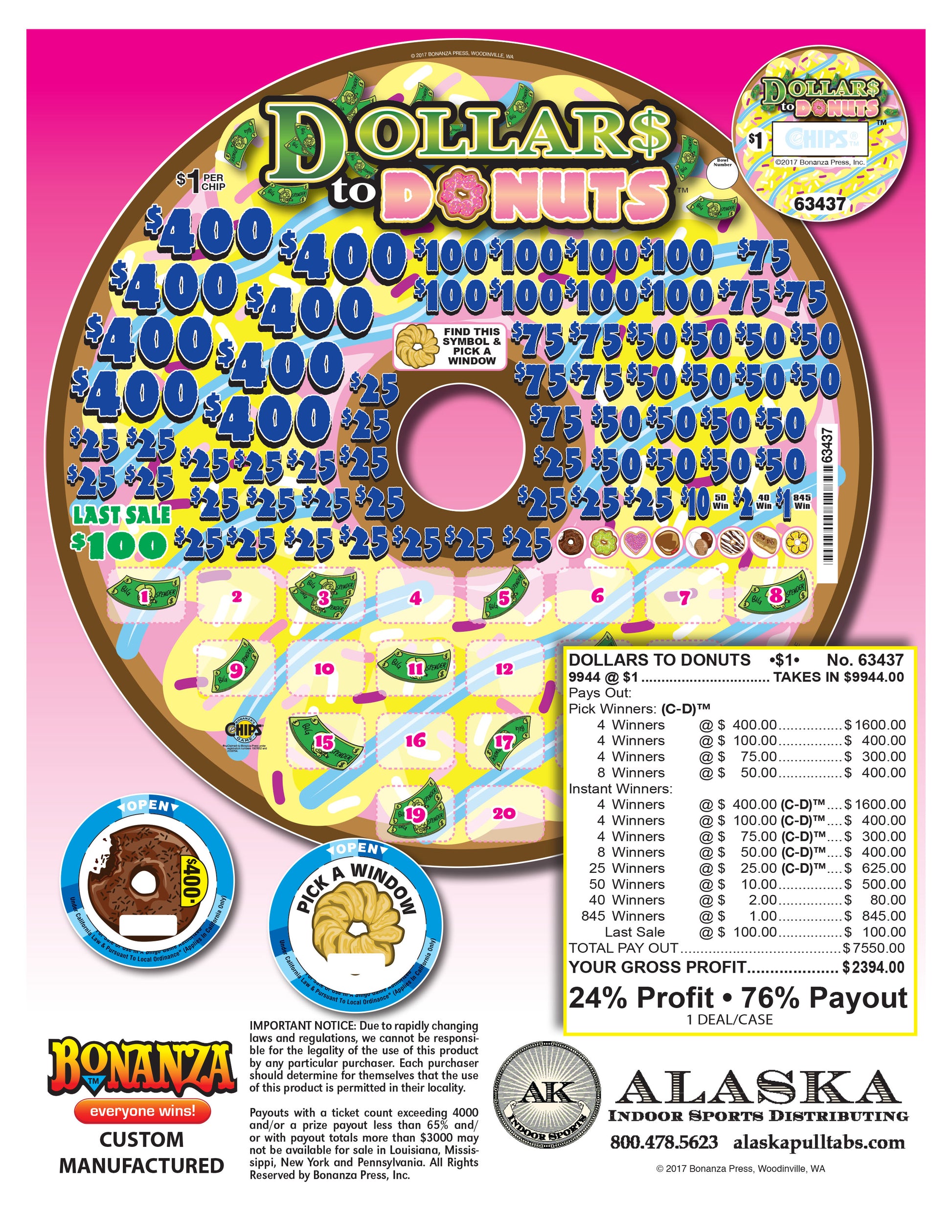 dollar to donuts pull tab