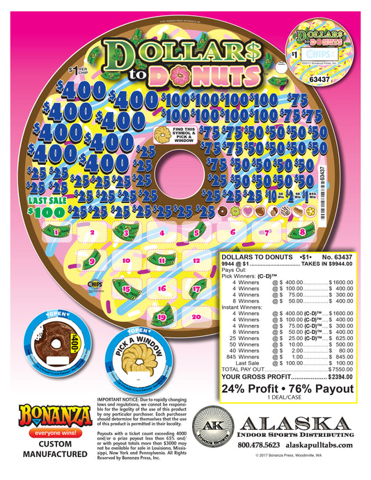 dollar to donuts pull tab