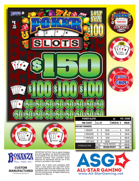 Poker Slots 1808ct Chip Pull Tabs