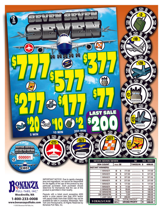 Seven Seven Seven LS $2 2034ct Chip Pull Tabs