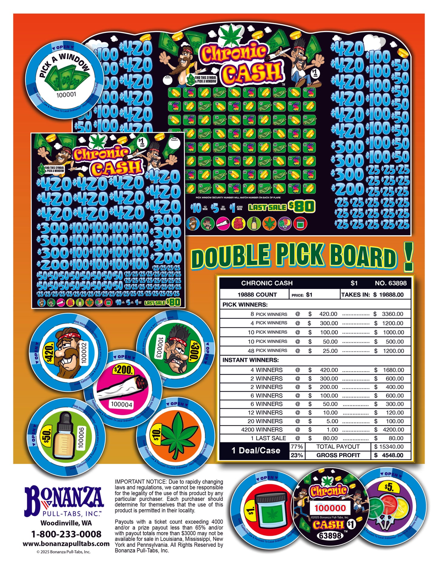 Chronic Cash 19888ct Chip Pull Tabs
