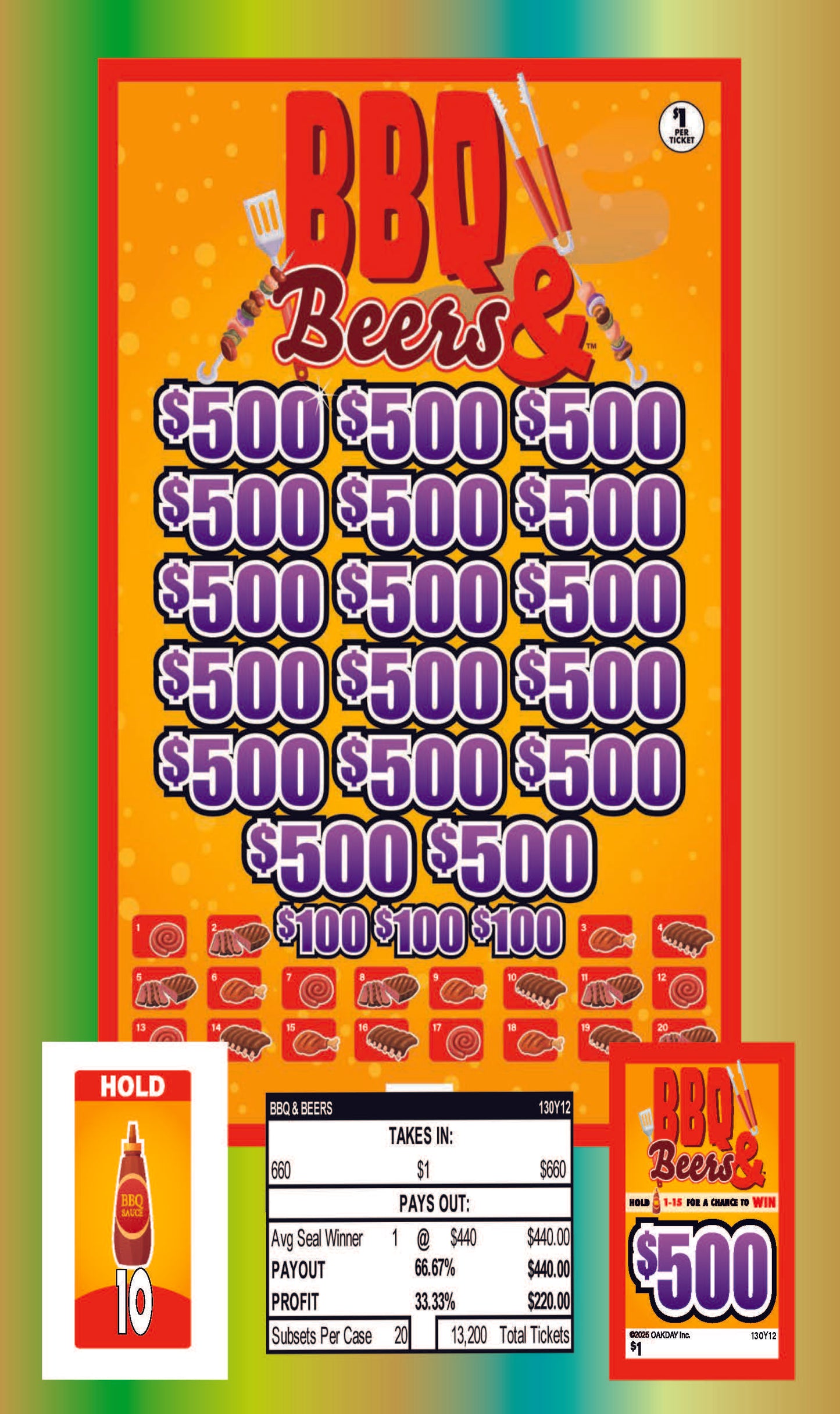 BBQ & Beers 660ct Subset Bonus Board Pull Tabs