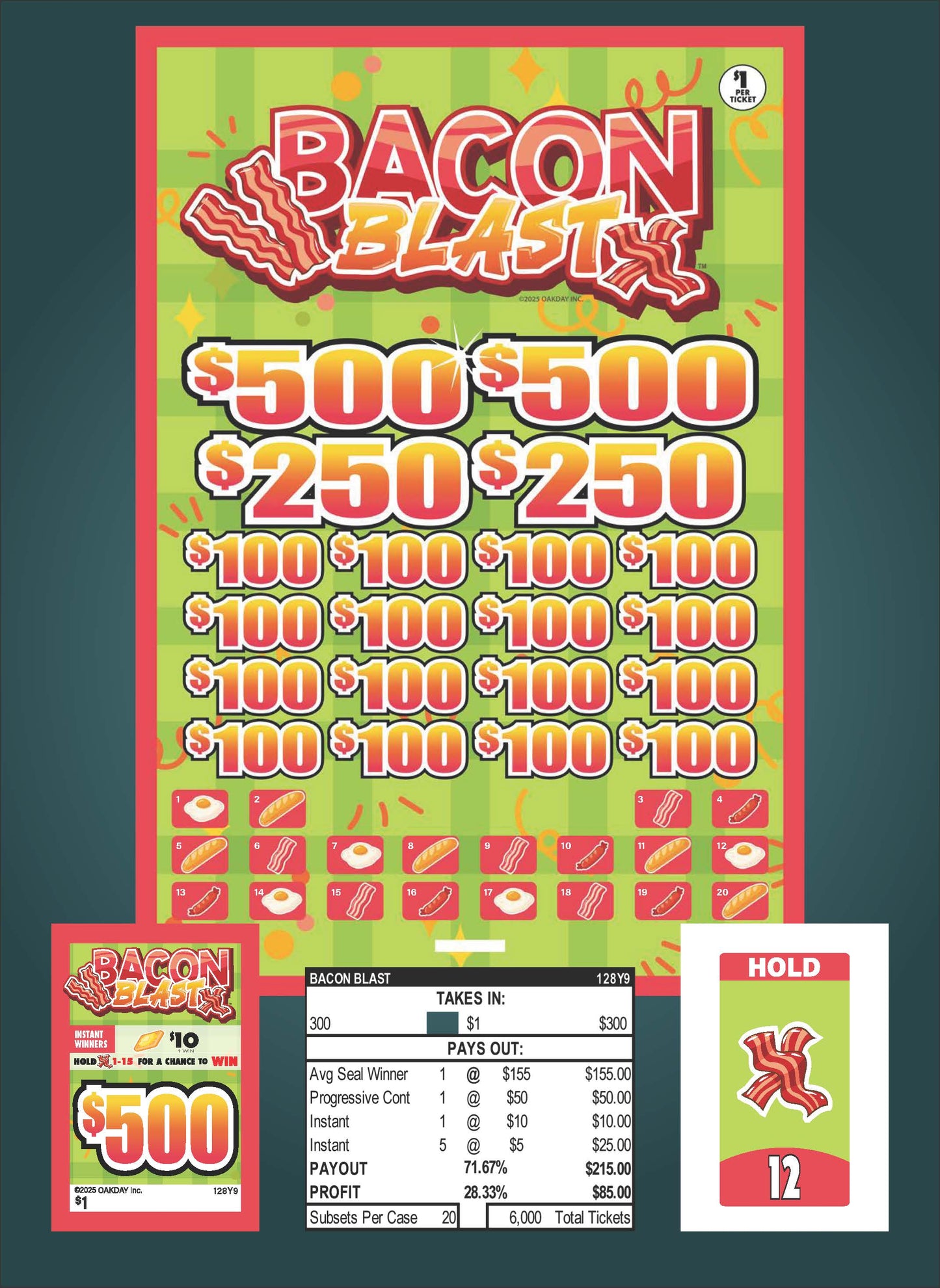 Bacon Blast 300ct Subset Bonus Board Pull Tabs