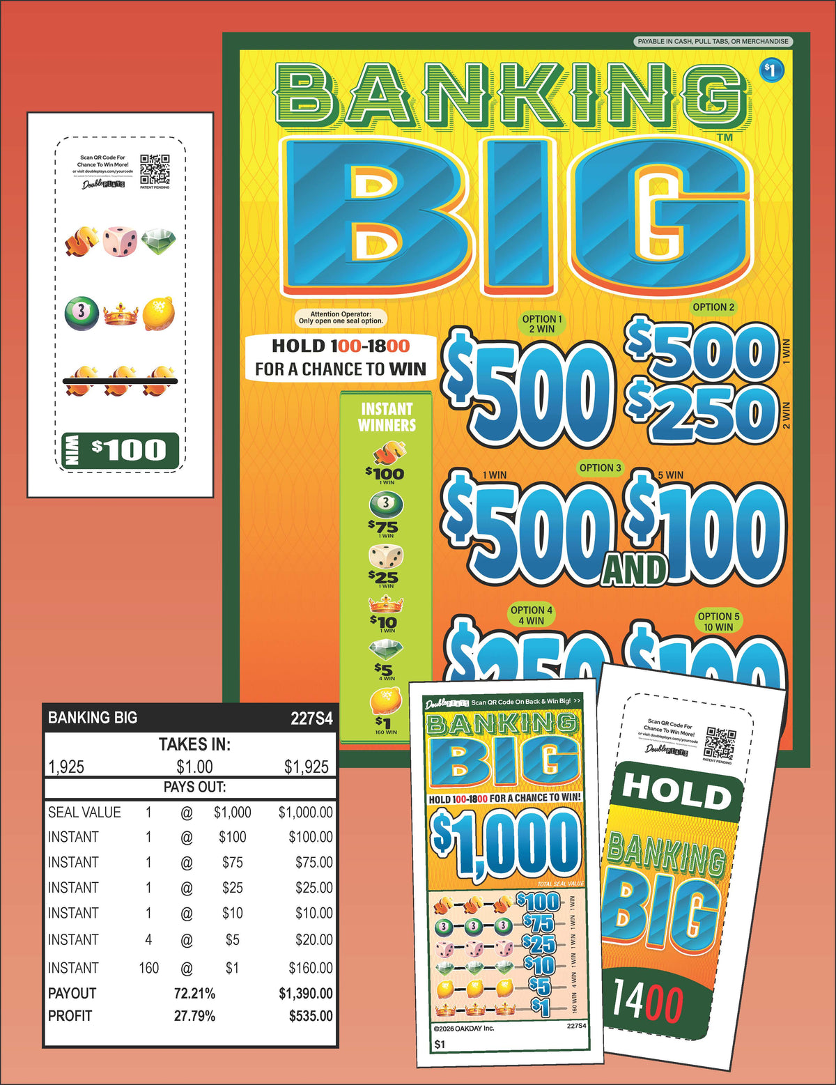 Banking Big 1925ct Seal Game Pull Tabs