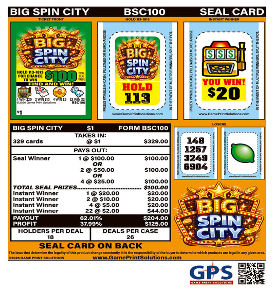 Big Spin City 329ct Seal Game Pull Tabs