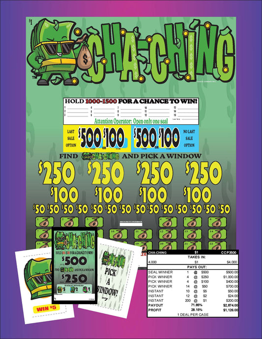 Cha-Ching 4000ct One Pack Bonus Board Pull Tabs