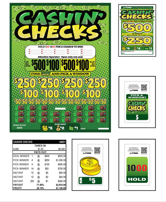 Cashing Checks 4000ct Last Sale One Pack Bonus Board Pull Tabs