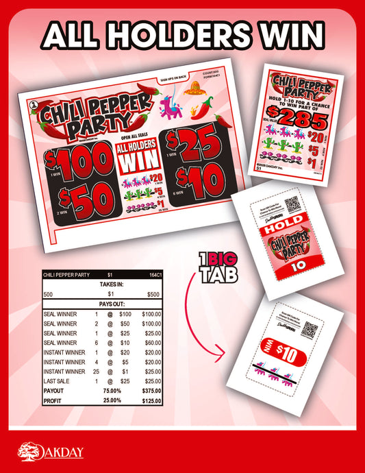 Chili Pepper Party 500ct Seal Game Pull Tab