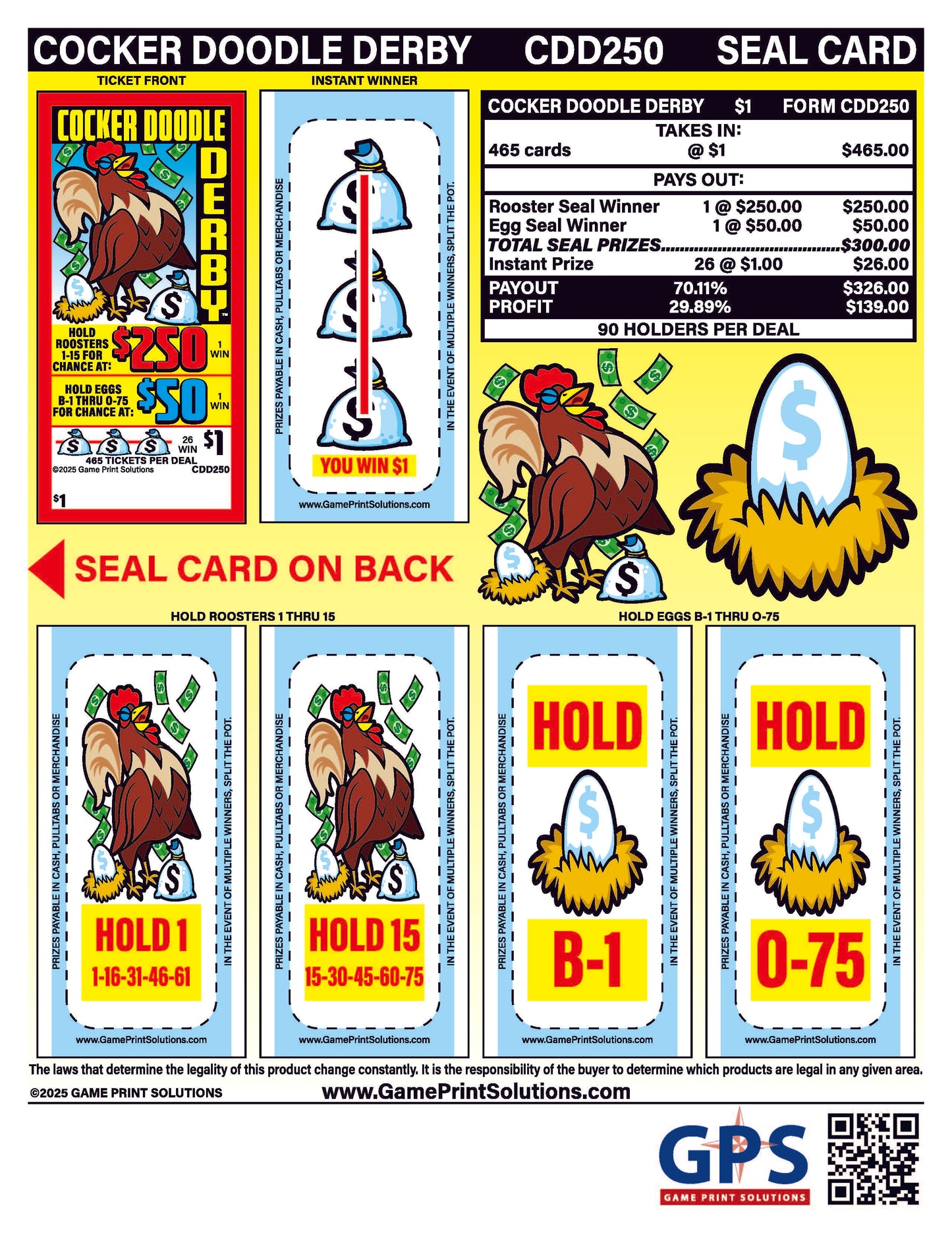 Cocker Doodle Derby 465ct Seal Game Pull Tabs