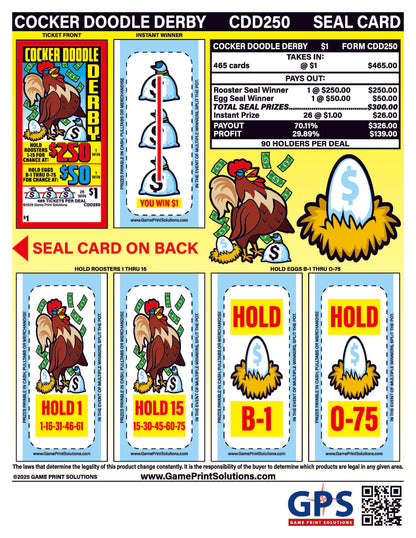 Cocker Doodle Derby 465ct Seal Game Pull Tabs